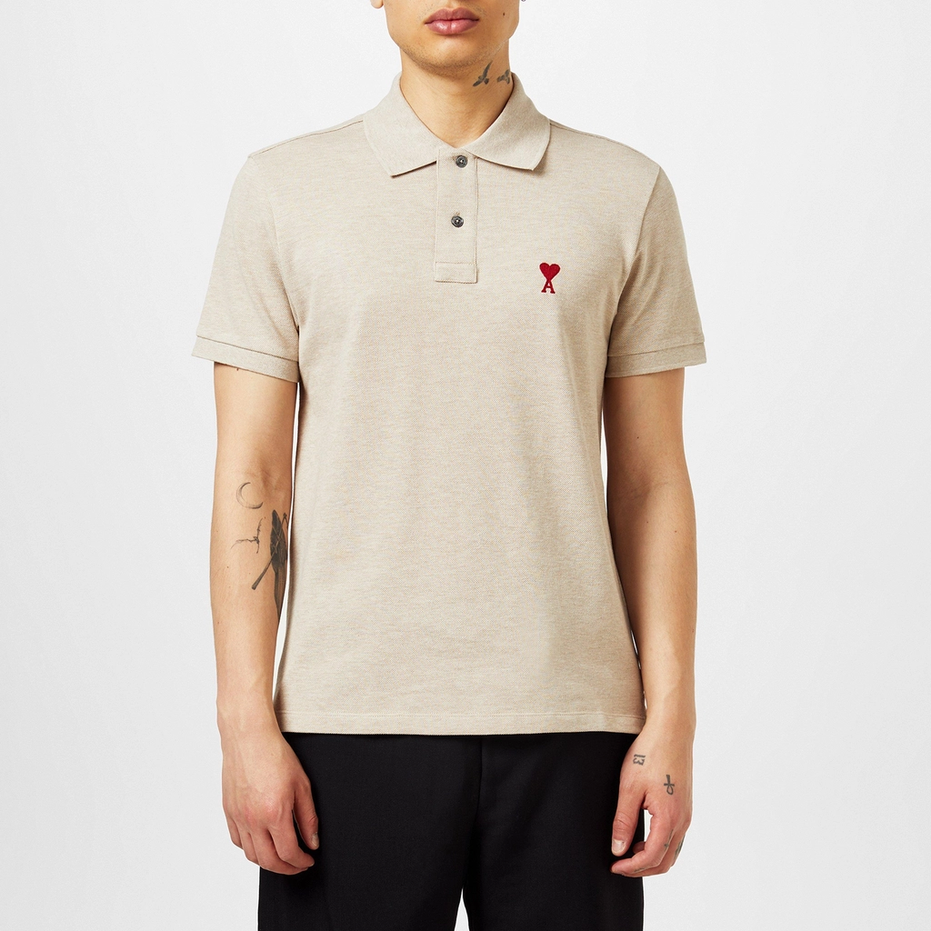 AMI Paris De Coeur Polo Shirt - BEIGE 2712